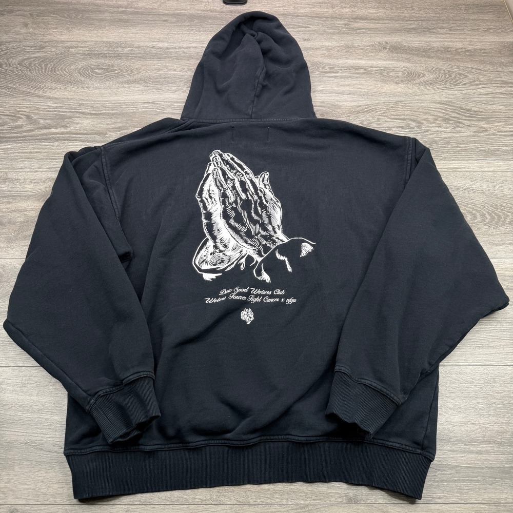 Darc Sport Fight Cancer X NFGU Wolves Club Hoodie Mens XL Black Hands Sweatshirt
